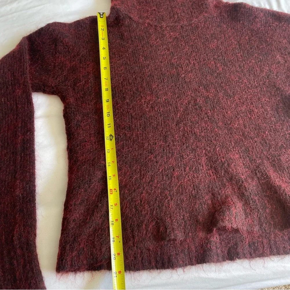 Alice + Olivia Gavin Cowl-Neck Pullover Fuzzy Wool Sweater – Maroon Red Small - Picture 13 of 14